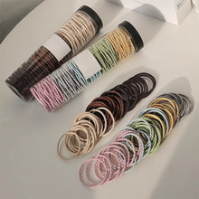 Load image into Gallery viewer, 100-Pack Seamless Hair Elastics Ponytail Holders Solid Color Invisible Hair Rings Simple Hair Ties Hair Accessories
