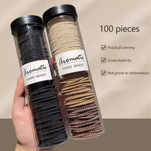 Load image into Gallery viewer, 100-Pack Seamless Hair Elastics Ponytail Holders Solid Color Invisible Hair Rings Simple Hair Ties Hair Accessories
