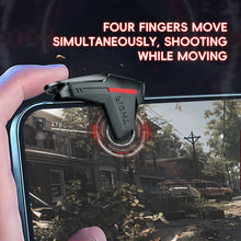 Load image into Gallery viewer, 1Pair 4-Finger Linkage PUBG Game Controller Physical Auxiliary Grips for Peace Elite Arena Breakout Compatible with 6-14MM Phones
