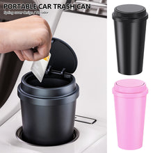 Load image into Gallery viewer, Portable Car Trash Can with Pop-up Lid Round Garbage Bin Auto Interior Waste Storage Cup Holder Trash Container
