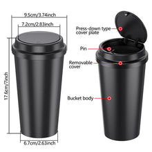 Load image into Gallery viewer, Portable Car Trash Can with Pop-up Lid Round Garbage Bin Auto Interior Waste Storage Cup Holder Trash Container
