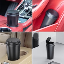 Load image into Gallery viewer, Portable Car Trash Can with Pop-up Lid Round Garbage Bin Auto Interior Waste Storage Cup Holder Trash Container
