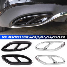 Load image into Gallery viewer, 2Pcs Car Exhaust Tip Muffler Pipe Cover 4 Outlet Tail Pipe Rear Diffuser Cover For Mercedes Benz A/C/E/B/GLC/CLA/CLS Class
