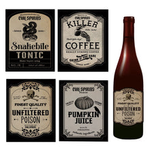 Load image into Gallery viewer, 16Pcs/Pack Halloween Wine Bottle Labels Stickers Terror Skeleton Decorative Stickers for Beer and Beverages
