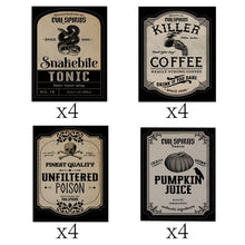 Load image into Gallery viewer, 16Pcs/Pack Halloween Wine Bottle Labels Stickers Terror Skeleton Decorative Stickers for Beer and Beverages
