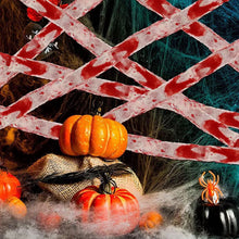 Load image into Gallery viewer, Halloween Bloody Crime Scene Tape Bloody Warning Tape Fake Blood Stained Gauze &amp; Barrier Tape for Haunted House Decor
