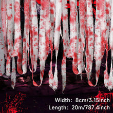 Load image into Gallery viewer, Halloween Bloody Crime Scene Tape Bloody Warning Tape Fake Blood Stained Gauze &amp; Barrier Tape for Haunted House Decor
