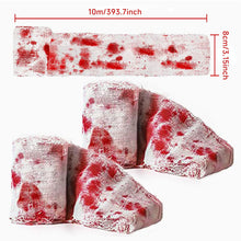 Load image into Gallery viewer, Halloween Bloody Crime Scene Tape Bloody Warning Tape Fake Blood Stained Gauze &amp; Barrier Tape for Haunted House Decor
