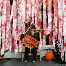 Load image into Gallery viewer, Halloween Bloody Crime Scene Tape Bloody Warning Tape Fake Blood Stained Gauze &amp; Barrier Tape for Haunted House Decor
