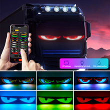 Load image into Gallery viewer, 2Pcs Devil Eyes Light Bluetooth APP Control with Car Charger DIY Programmable Flexible LED Display Scrolling Sign Light for Car Truck Windshield
