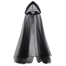 Load image into Gallery viewer, Halloween Grim Reaper Cloak with Hood Gothic Victorian Mysterious Witch Costume Long Cape Sheer Mesh Elegant Gothic Party Performance Cosplay Ghost
