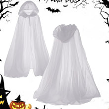 Load image into Gallery viewer, Halloween Grim Reaper Cloak with Hood Gothic Victorian Mysterious Witch Costume Long Cape Sheer Mesh Elegant Gothic Party Performance Cosplay Ghost
