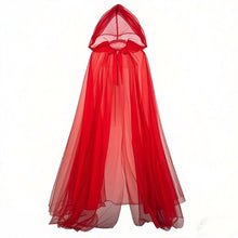 Load image into Gallery viewer, Halloween Grim Reaper Cloak with Hood Gothic Victorian Mysterious Witch Costume Long Cape Sheer Mesh Elegant Gothic Party Performance Cosplay Ghost
