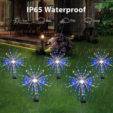 Load image into Gallery viewer, Solar Powered Sparkle Lawn Lights Outdoor Garden LED Dandelion String Lights Firework Design for Landscape Wedding Party Decor
