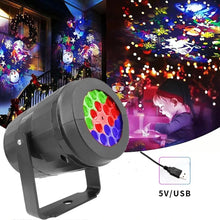 Load image into Gallery viewer, USB/EU Christmas Projector Light Dynamic Pattern Festival Atmosphere Garden Indoor Ambient Lighting Wall Ceiling Party Valentine's Day Decoration Light
