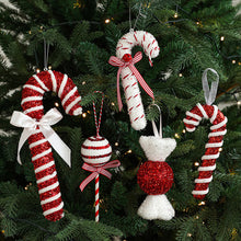 Load image into Gallery viewer, Christmas Tree Candy Cane Decoration Sweet Sparkling Candy Model with String Christmas Lollipop Cane Decorations Set for Tree
