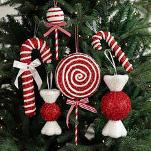 Load image into Gallery viewer, Christmas Tree Candy Cane Decoration Sweet Sparkling Candy Model with String Christmas Lollipop Cane Decorations Set for Tree
