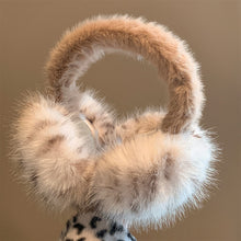 Load image into Gallery viewer, Winter Leopard Print Earmuffs Soft Plush Winter Ear Warmers for Women Folding Earflap Windproof Outdoor Fur EarMuff
