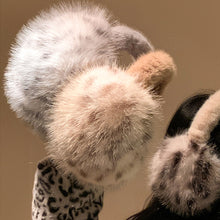 Load image into Gallery viewer, Winter Leopard Print Earmuffs Soft Plush Winter Ear Warmers for Women Folding Earflap Windproof Outdoor Fur EarMuff
