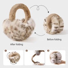 Load image into Gallery viewer, Winter Leopard Print Earmuffs Soft Plush Winter Ear Warmers for Women Folding Earflap Windproof Outdoor Fur EarMuff
