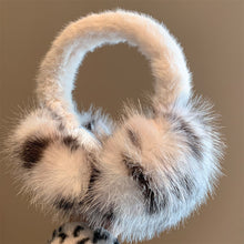 Load image into Gallery viewer, Winter Leopard Print Earmuffs Soft Plush Winter Ear Warmers for Women Folding Earflap Windproof Outdoor Fur EarMuff
