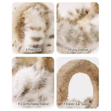 Load image into Gallery viewer, Winter Leopard Print Earmuffs Soft Plush Winter Ear Warmers for Women Folding Earflap Windproof Outdoor Fur EarMuff
