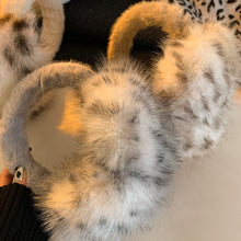 Load image into Gallery viewer, Winter Leopard Print Earmuffs Soft Plush Winter Ear Warmers for Women Folding Earflap Windproof Outdoor Fur EarMuff
