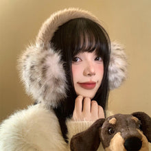 Load image into Gallery viewer, Windproof Leopard Plush Ear Muffs Imitation Fox Fur Plush Ear Warmers for Winter Girls Anti-Frost Protective Ear Cover
