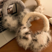 Load image into Gallery viewer, Windproof Leopard Plush Ear Muffs Imitation Fox Fur Plush Ear Warmers for Winter Girls Anti-Frost Protective Ear Cover

