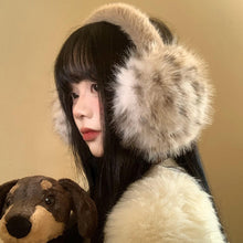 Load image into Gallery viewer, Windproof Leopard Plush Ear Muffs Imitation Fox Fur Plush Ear Warmers for Winter Girls Anti-Frost Protective Ear Cover
