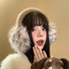 Load image into Gallery viewer, Windproof Leopard Plush Ear Muffs Imitation Fox Fur Plush Ear Warmers for Winter Girls Anti-Frost Protective Ear Cover

