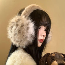 Load image into Gallery viewer, Windproof Leopard Plush Ear Muffs Imitation Fox Fur Plush Ear Warmers for Winter Girls Anti-Frost Protective Ear Cover
