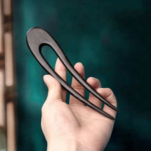 Load image into Gallery viewer, U-Shaped Moon Hair Stick Handcrafted Wooden Hairpin for Classic Chinese Buns Vintage Ponytail Hair Accessories
