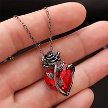 Load image into Gallery viewer, Gothic Rose Heart Necklace Y2K Dark Romance Adjustable Chain with Heart Pendant for Women Personalized Unique Gift
