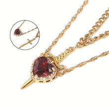 Load image into Gallery viewer, 2Pcs Sword and Heart Couple Necklace Set Matching Dagger Heart Pendant Jewelry for Couples Romantic Jewelry Gifts
