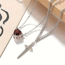 Load image into Gallery viewer, 2Pcs Sword and Heart Couple Necklace Set Matching Dagger Heart Pendant Jewelry for Couples Romantic Jewelry Gifts
