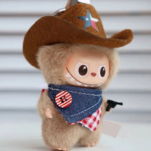 Load image into Gallery viewer, For Mini Labubu Clothes Cowboy Set Hat &amp; Bib for 10cm Doll Dressing Game for Love Series Doll Clothes Outfit Accessories

