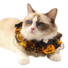 Load image into Gallery viewer, Halloween Cat Dog Lace Necklace Adjustable Exquisite Pet Pumpkin Lace Collar Cute Cool Pet Bib Scarf Small Medium Pets
