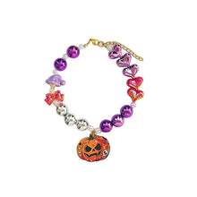 Load image into Gallery viewer, Halloween Adjustable Pet Collar with Iridescent Pearls Pumpkin Charm Puppy Kitten Necklace for Cats Dogs Princess Party Accessories
