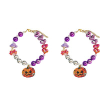 Load image into Gallery viewer, Halloween Adjustable Pet Collar with Iridescent Pearls Pumpkin Charm Puppy Kitten Necklace for Cats Dogs Princess Party Accessories
