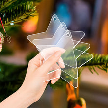 Load image into Gallery viewer, 10PCS Transparent Acrylic Christmas Decoration Snowflake Drilled Holes Blank Acrylic DIY Painting Christmas Tree Pendant
