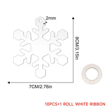 Load image into Gallery viewer, 10PCS Transparent Acrylic Christmas Decoration Snowflake Drilled Holes Blank Acrylic DIY Painting Christmas Tree Pendant
