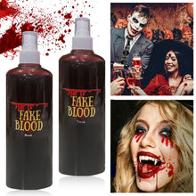 Load image into Gallery viewer, 30/60/100/20ml Fake Blood Prop with Spray Head Halloween Decoration Horror Cosplay Cosmetics Artificial Plasma Party Supplies Pranks DIY Halloween Supplies
