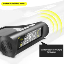 Load image into Gallery viewer, Car TPMS Tyre Pressure Monitoring System with 4 Sensors Solar Powered Digital LCD Display Auto Security Alarm Tester Automotive Test
