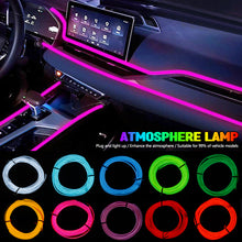 Load image into Gallery viewer, 1M Car Interior LED Ambient Strip Lights with USB Driver EL Wire Neon Ambient Lighting USB Flexible Decoration DIY Auto Party Atmosphere Lamp
