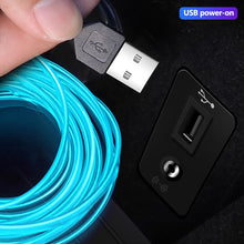 Load image into Gallery viewer, 5M Car Interior LED Ambient Strip Lights with USB Driver EL Wire Neon Ambient Lighting USB Flexible Decoration DIY Auto Party Atmosphere Lamp
