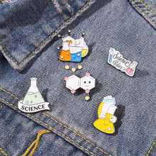 Load image into Gallery viewer, New Chemical Equation Series Alloy Brooch Cute and Cartoonish Backing Paint Badge Creative Accessories Gift for Friend

