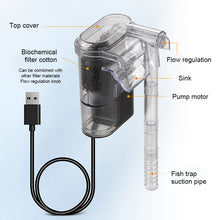 Load image into Gallery viewer, Aquarium Filter Mini Silent USB Waterfall Fish Tank Filter Adjustable Water Volume Wall Mounted USB Fish Tank Filtration Device
