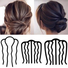 Load image into Gallery viewer, 2Pcs Black Metal Hair Fork Clip Hair Comb Hair Sticks Hair Accessories Hair Side Comb Bridal Veil Comb Retro Hair Styling Tool
