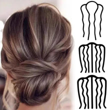 Load image into Gallery viewer, 2Pcs Black Metal Hair Fork Clip Hair Comb Hair Sticks Hair Accessories Hair Side Comb Bridal Veil Comb Retro Hair Styling Tool
